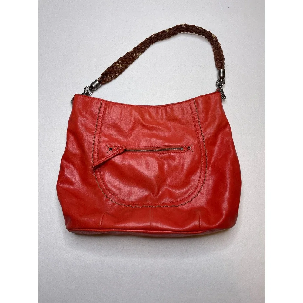 The Sak Women Purse Y2K Hobo Slouch Braided Strap Large Red